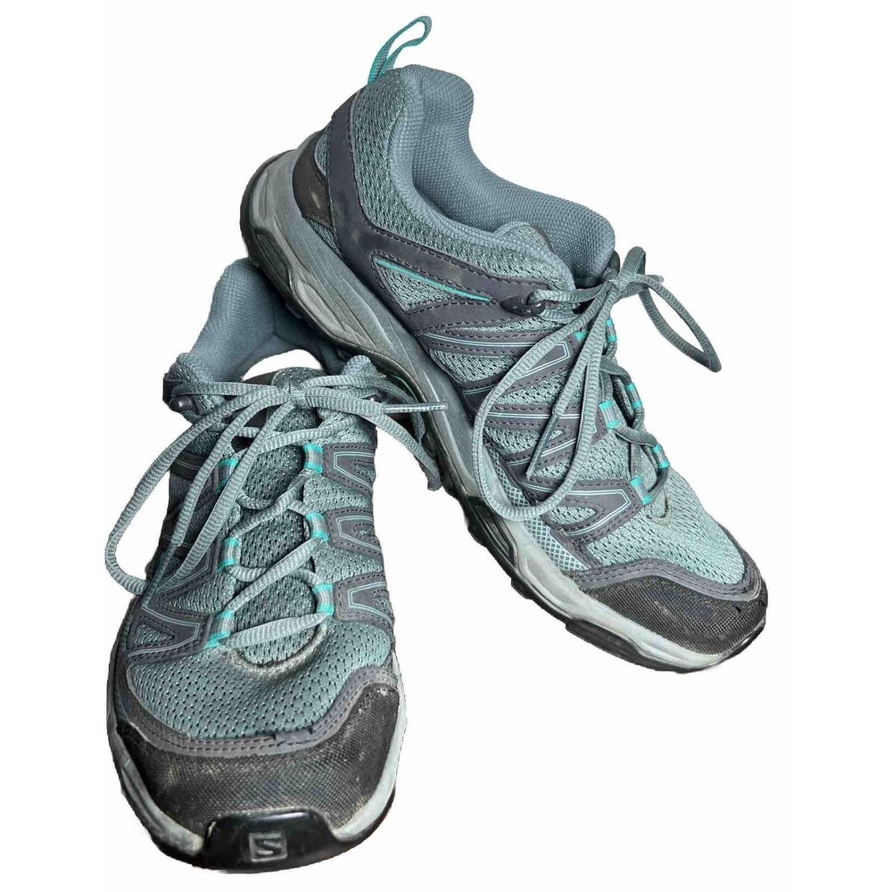 Salomon Women's Blue Gray Ortholite Contagrip Hiking Trail Shoes Sneakers 10